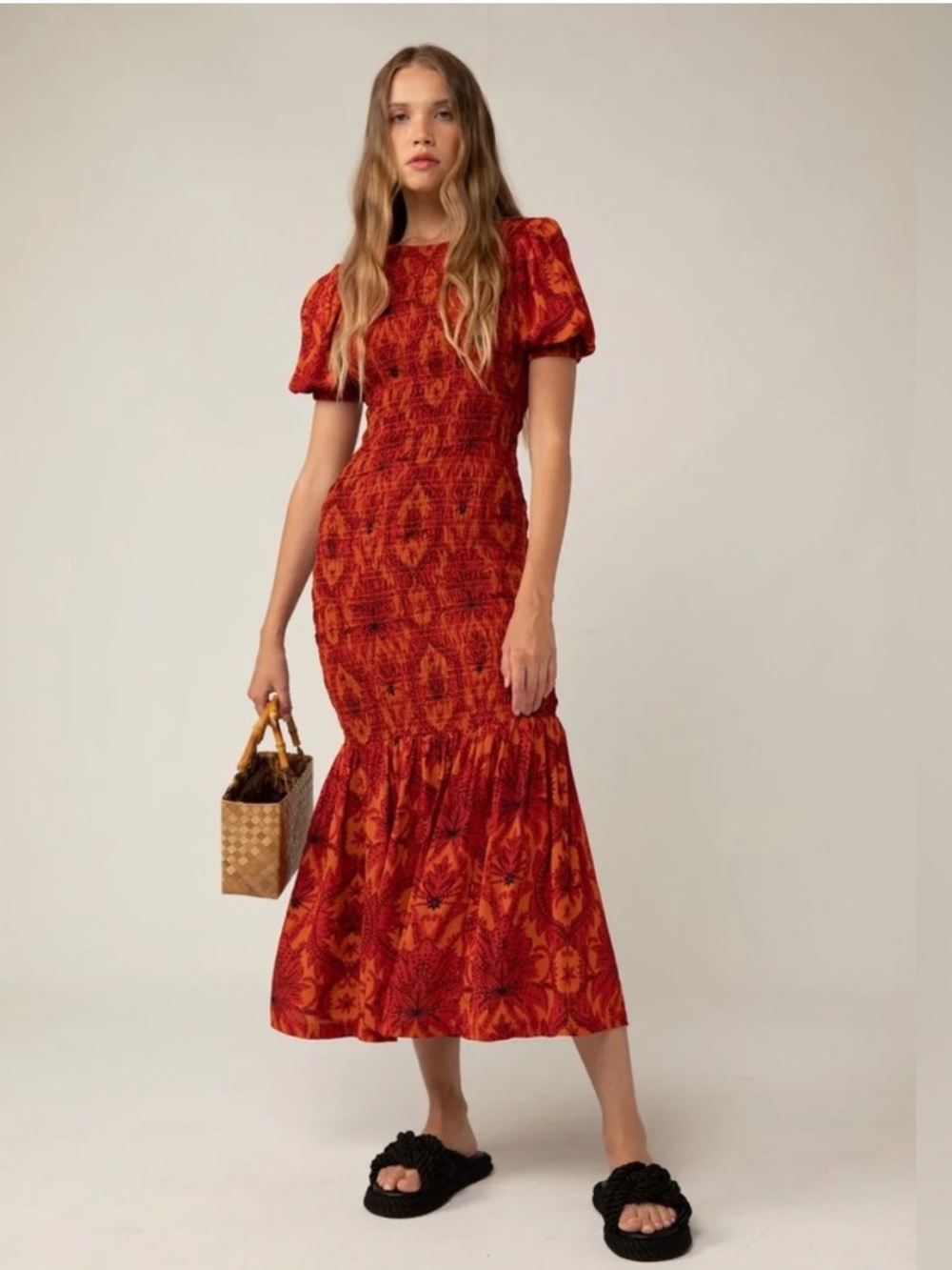 Anthropologie Rue Stiic Isabella Maxi Dress in Damask Floral Size XS